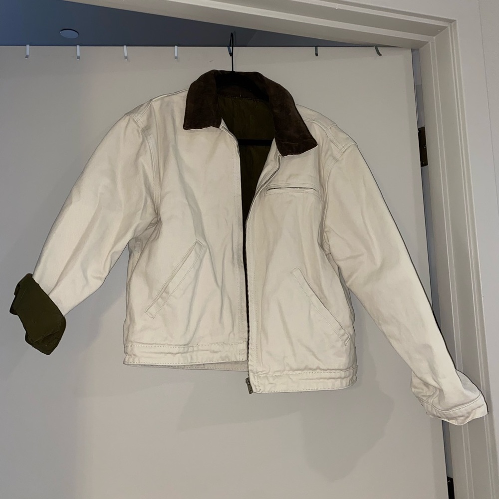 Canvas and corderoy jacket with lined inside. Size S. Never worn!